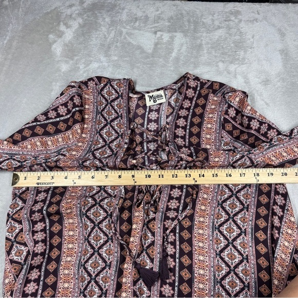 Show Me Your MuMu Lightning Bird Tunic Floral Boho Striped Lace Up Mini Dress M - Picture 9 of 16